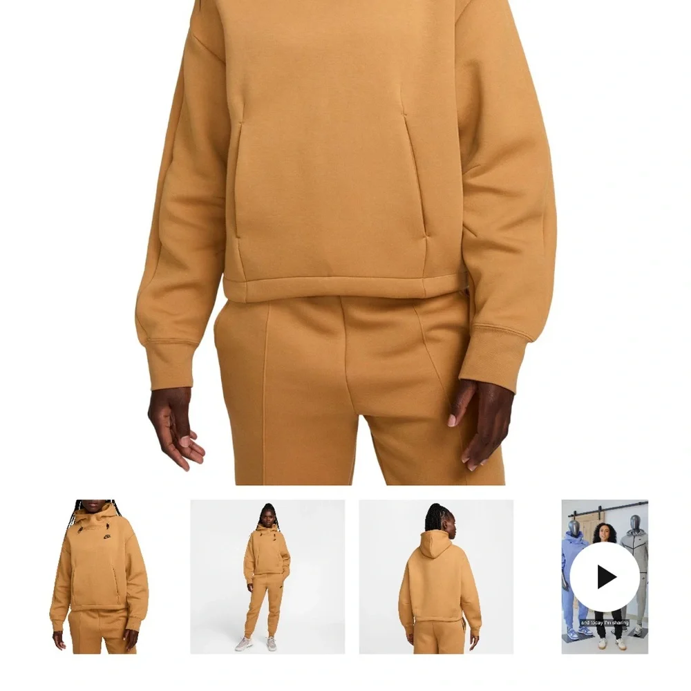 Nike Women’s Tech Fleece Oversized Hoodie in Flax Sz XL NWT - Picture 2 of 12